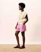 FRNCH Natalie Cardigan cream sleeveless knit outfit view