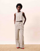 FRNCH Nautilus vest in cream geometric pattern detail