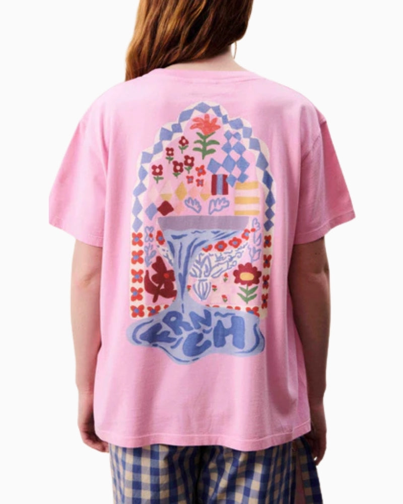FRNCH Nymphaea T-shirt pink back graphic print
