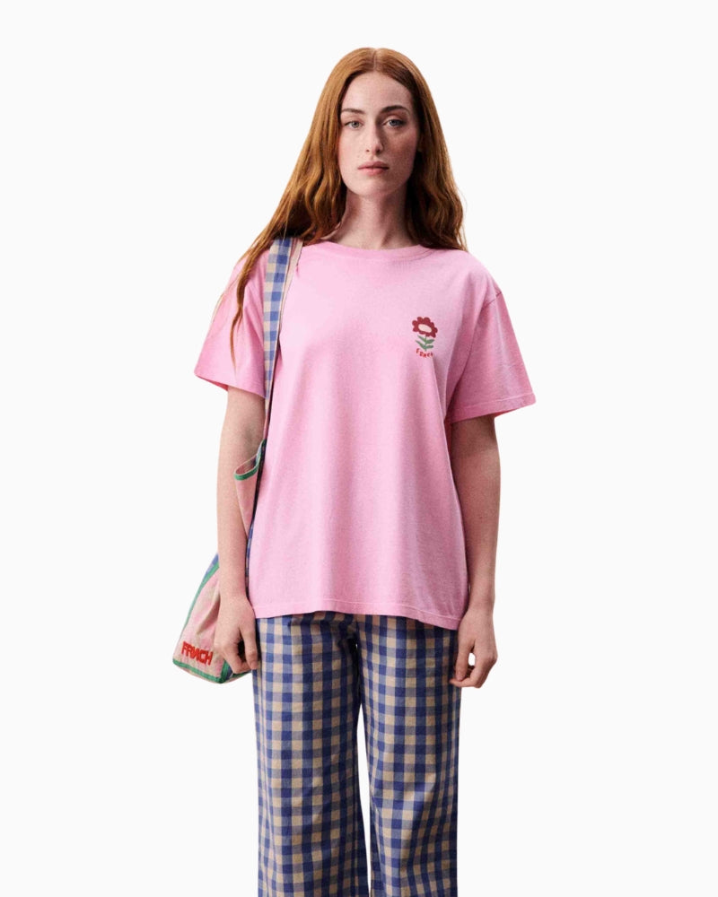 FRNCH Nymphaea T-shirt pink model wearing outfit view