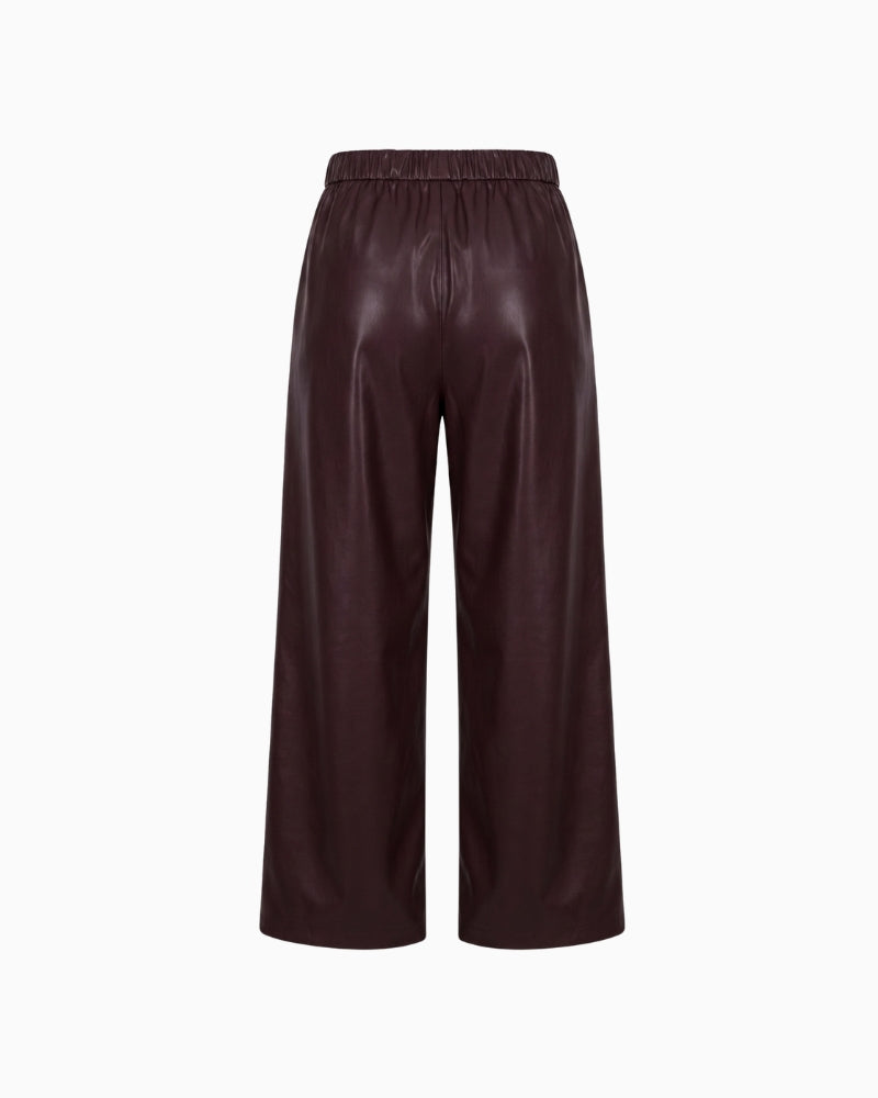 FRNCH Odaesan PU Trousers in Brown back view
