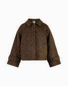 FRNCH Pembroke Jacket in khaki wool-blend fabric detail