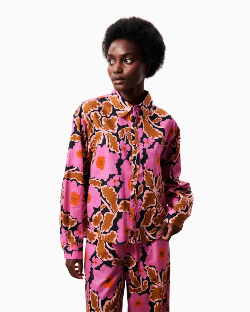FRNCH Sailor Vitoria Shirt black floral print front view