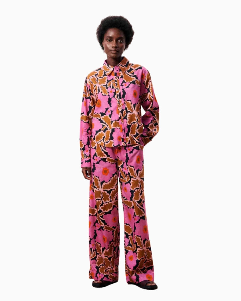 FRNCH Sailor Vitoria Shirt black floral print full front view