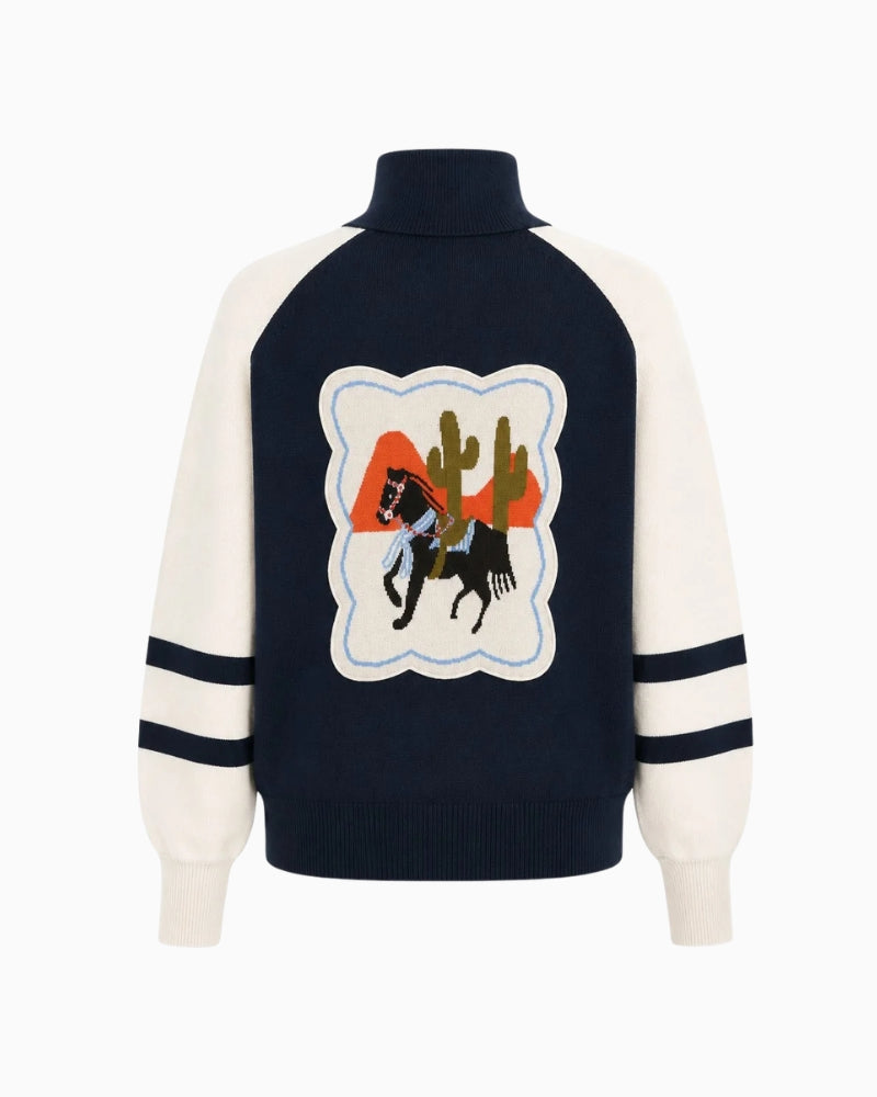 FRNCH Timbre Cardigan in navy back view