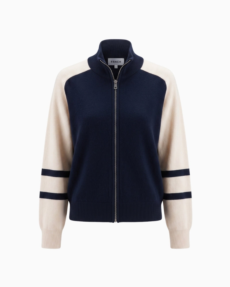 FRNCH Timbre Cardigan in navy front view
