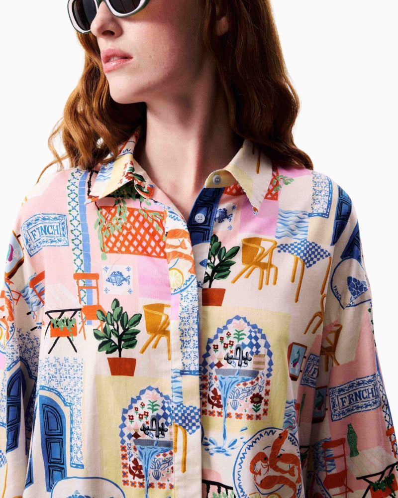 FRNCH Topaze shirt in multi colour print detail