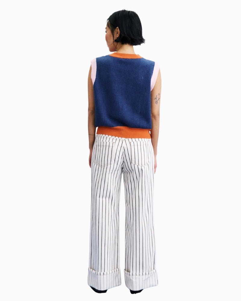 FRNCH Torquay Vest in Navy model back view
