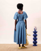 FRNCH Yemanja dress in denim back view