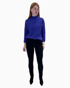 Full-length Faber trousers in navy styled with medium rise and skinny leg cut
