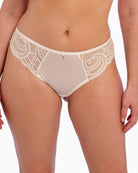 Fantasie Cerys Brazilian Thong in cream pink lace with embroidered front
