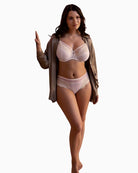 Fantasie Cerys Brief in cream pink with delicate lace front and guipure embroidery