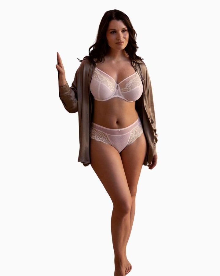 Fantasie Cerys Side Support Bra in Cream Pink with delicate lace and guipure embroidery