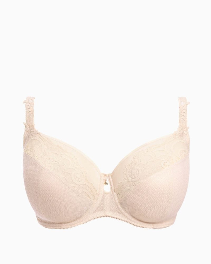Fantasie Cerys Side Support Bra in Cream Pink with delicate lace and guipure embroidery