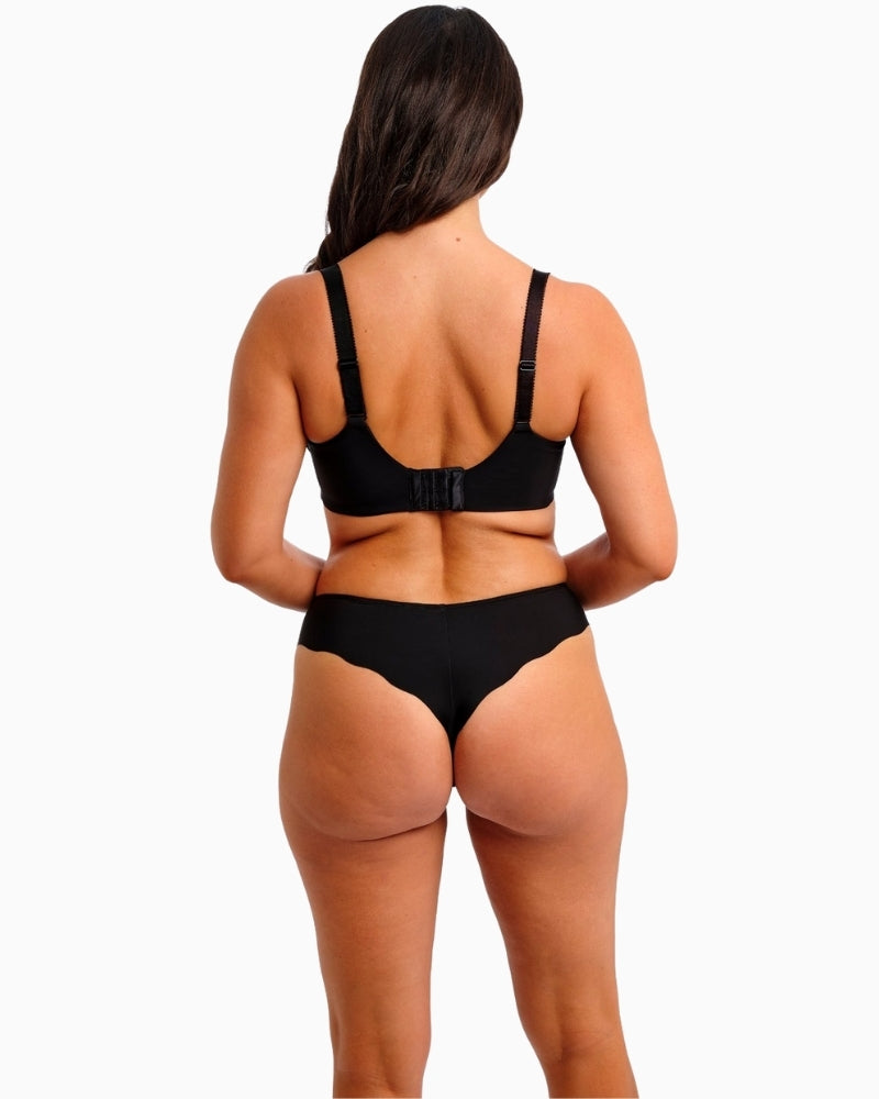 Back view of Magdalena Noir bra with adjustable straps and hook fastening
