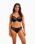 Fantasie Magdalena Noir lingerie brief styled with matching suspender and bra
