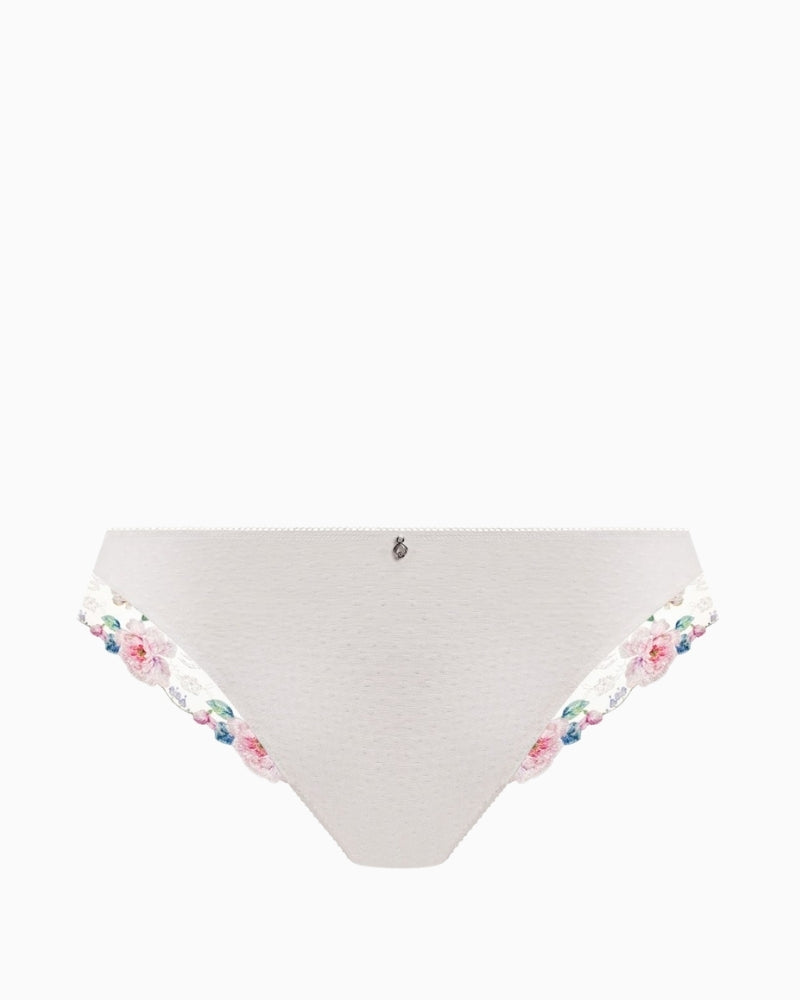 Fantasie Lillia thong white close-up embroidery detail
