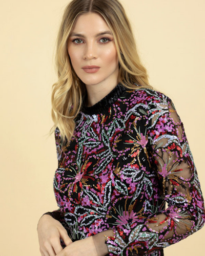 Fee G - Long Sleeve Sequin Dress