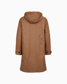 Frandsen Parka Jacket in tan back view with hood