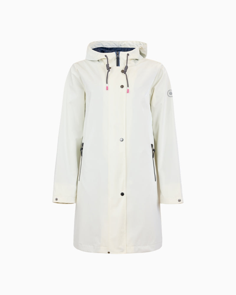 Frandsen Rain Jacket in off white zip pocket detail