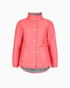 Frandsen reversible jacket pink multi coral quilted reverse flat lay front view