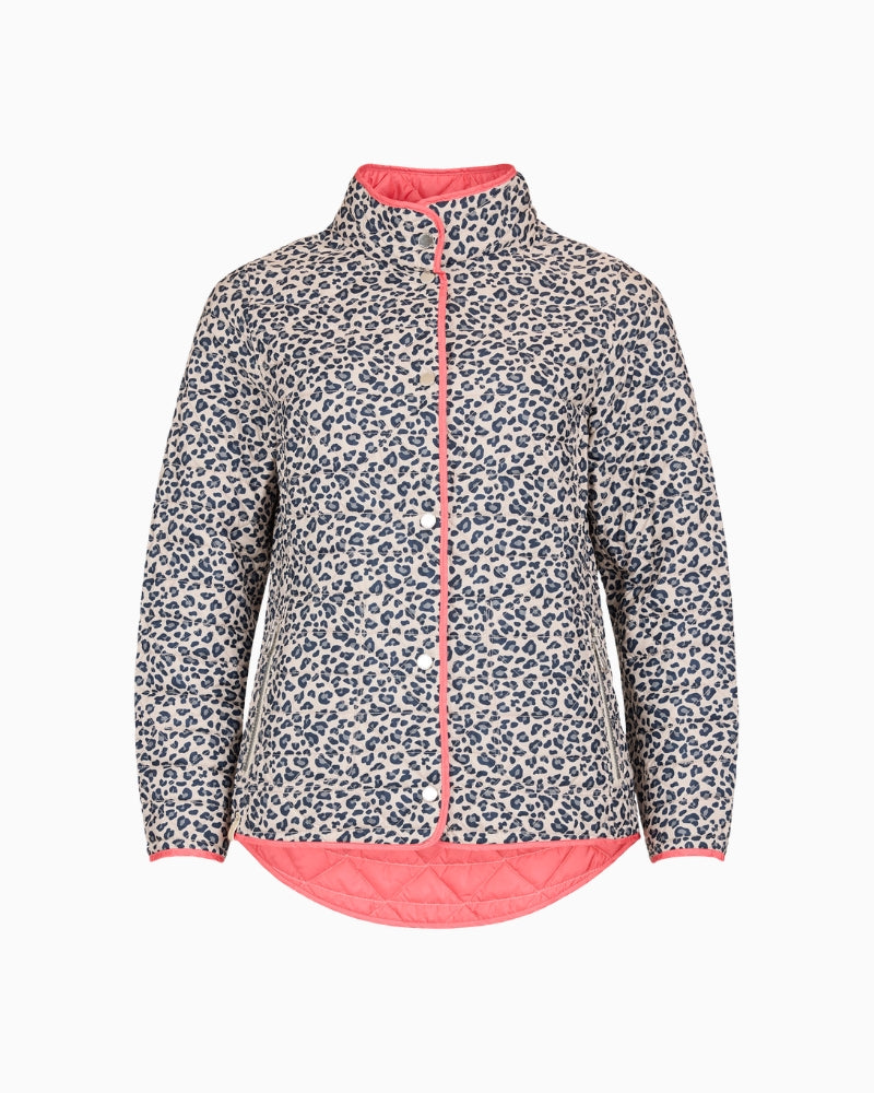 Frandsen reversible jacket pink multi leopard print close-up
