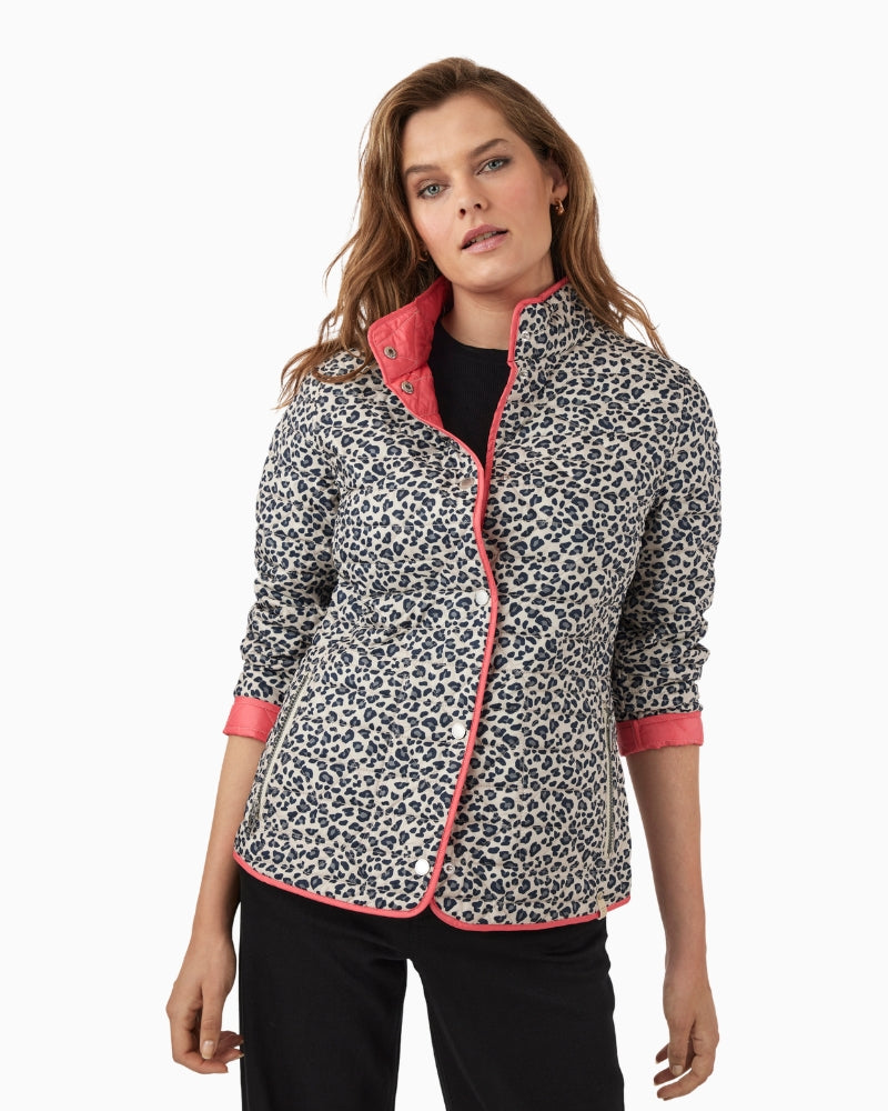 Frandsen reversible jacket pink multi leopard print front view