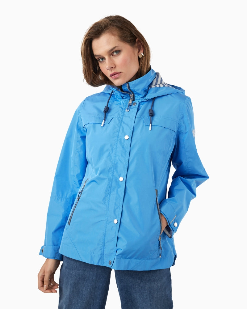 Frandsen waterproof rain jacket blue front view