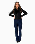 Freddy flared lace-up jeans in stretch denim with sculpting fit