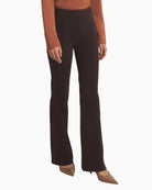 High-rise chocolate brown flare trousers by Freddy in soft stretch cotton