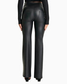 Freddy High Rise Leather Look Flare Trousers in black back detail