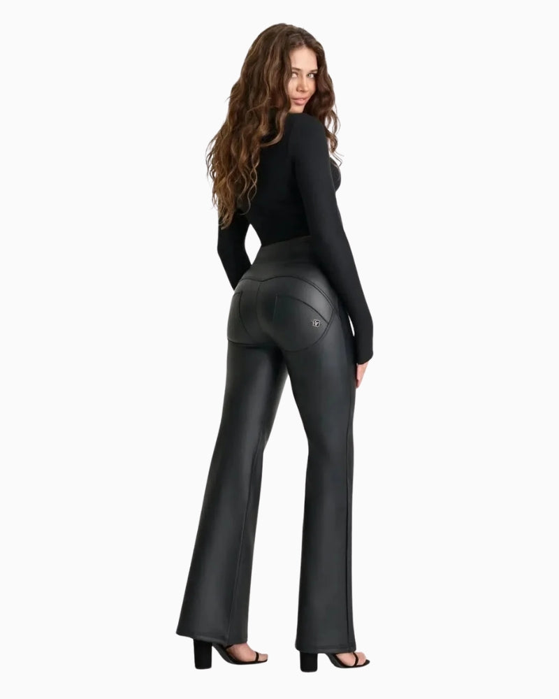 Freddy WRUP Faux Leather Super Flare in Black back view