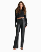 Freddy WRUP Faux Leather Super Flare in Black front view