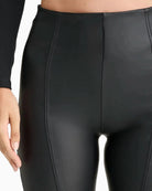 Freddy WRUP Faux Leather Super Flare in Black front seam detail