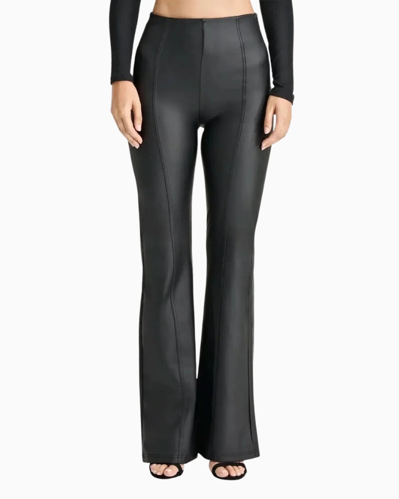 Freddy WRUP Faux Leather Super Flare in Black front view