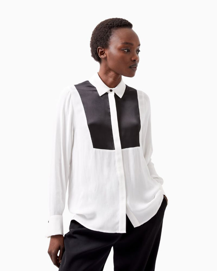 French Connection - Chiara Drape Contrast Long Sleeve Shirt