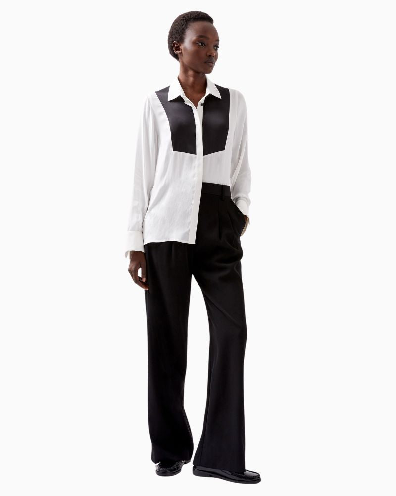 French Connection - Chiara Drape Contrast Long Sleeve Shirt