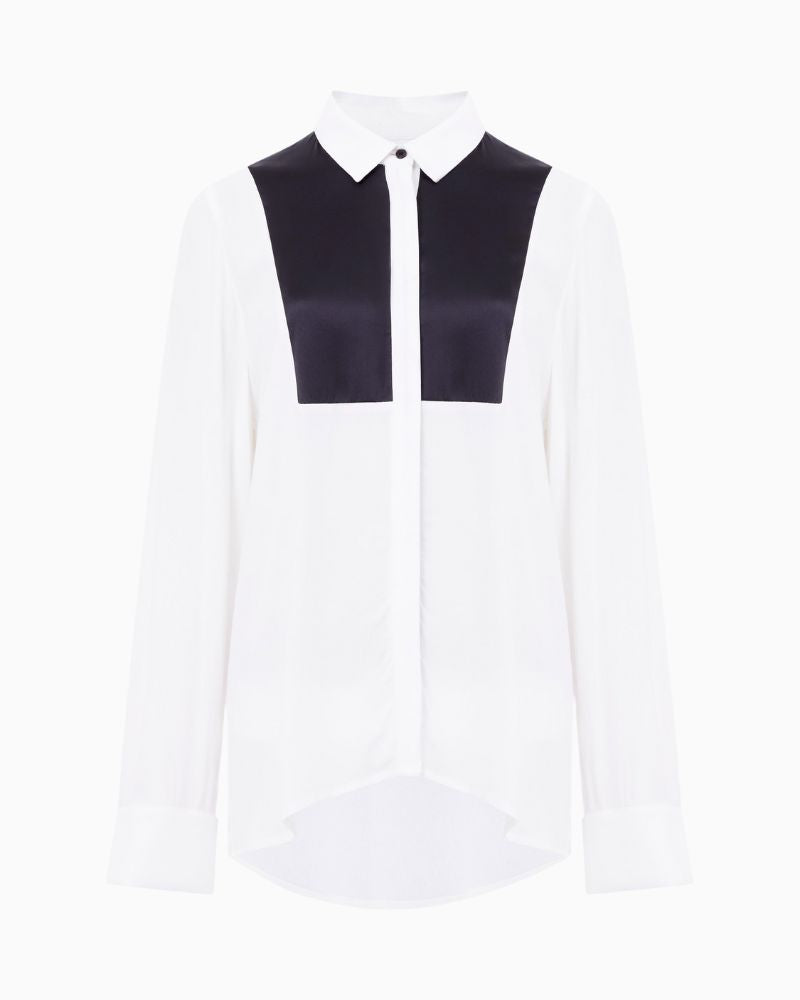 French Connection - Chiara Drape Contrast Long Sleeve Shirt