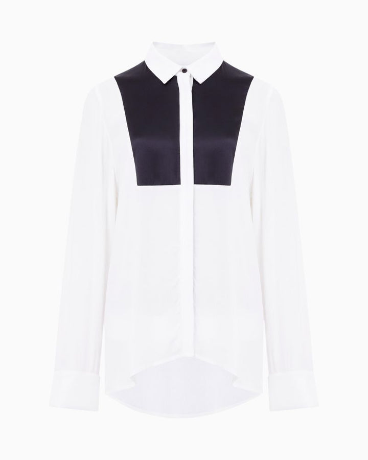 French Connection - Chiara Drape Contrast Long Sleeve Shirt