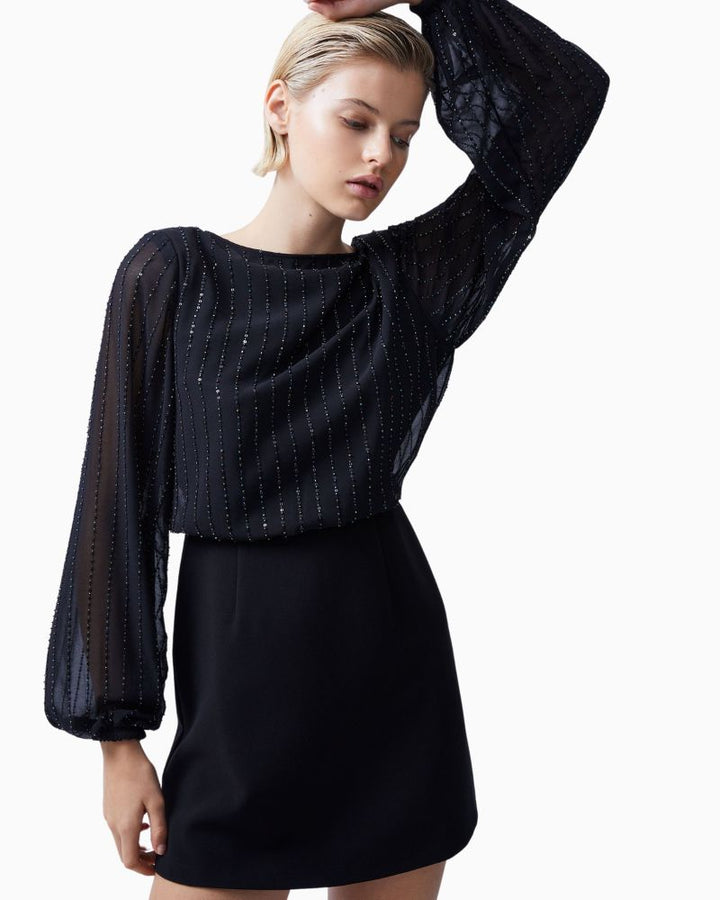 French Connection - Effy Sequin Slash Neck Dress