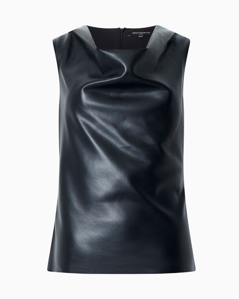 French Connection - Elettra PU Cowl Cowl Neck Sleeveless Top