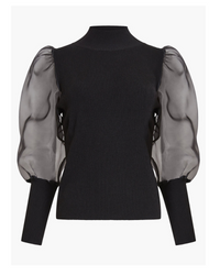 French Connection - Krista Organza Long Sleeves High Neck Top 