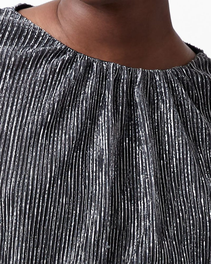 French Connection - Tamy Lurex Plisse Long Sleeve Top