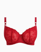 Front view of Freya Fascinate bra showing balconette shape and eyelash lace