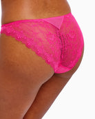 Close-up of eyelash lace edge and centre keyhole detail