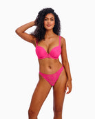 Freya Fascinate thong styled with matching hot pink bra
