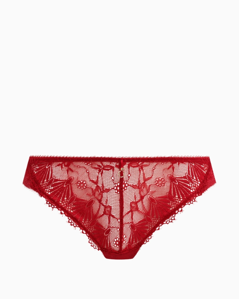 Flat lay of Freya cherry thong with lace and cotton gusset lining