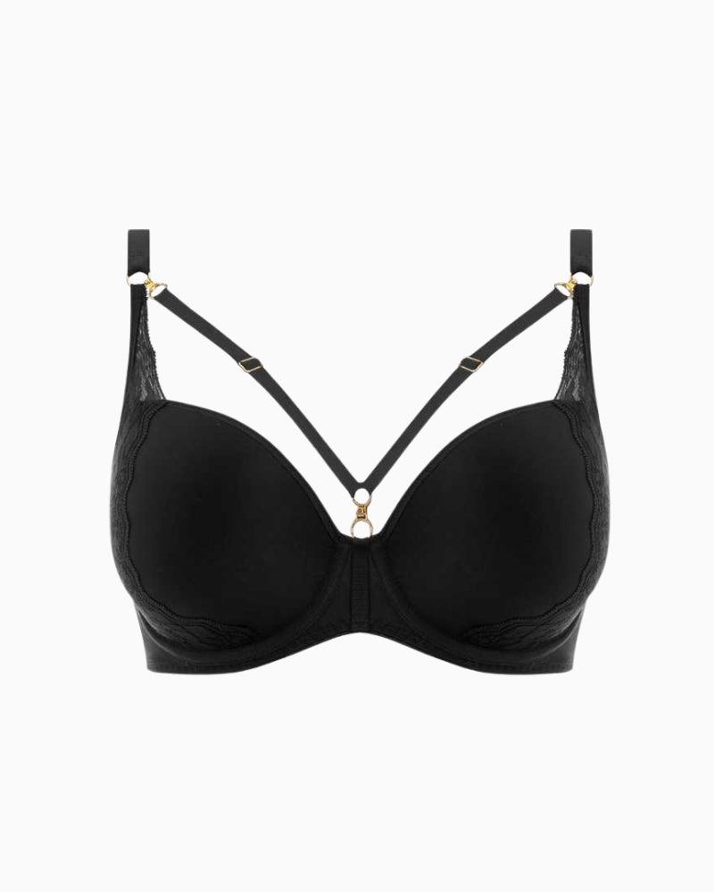 Freya Temptress Moulded Plunge Bra in black lace detail
