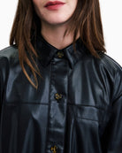 Frnch Harter Dress in Black shirt collar and button detail
