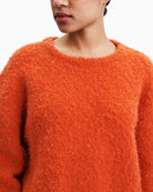 Frnch Sapporo Jumper in Orange bouclé knit detail